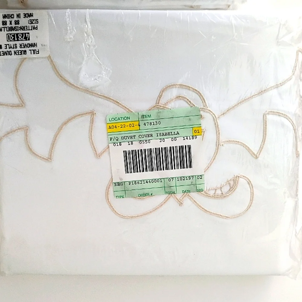 NOS Full/Queen Embroidered/Cutwork Duvet; FULL Bedskirt; STD Shams (2)